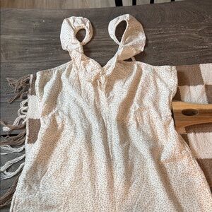 Old Navy Cream Poncho with Tan Pattern